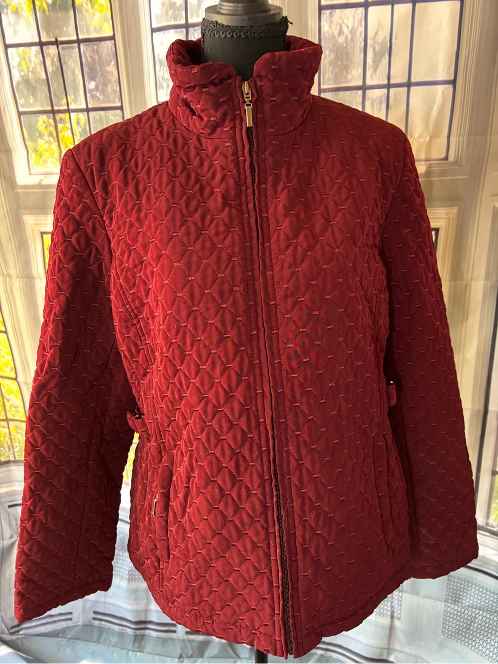 St. John's Bay Deep Burgandy Quilted Zip-Front Puffer Jacket